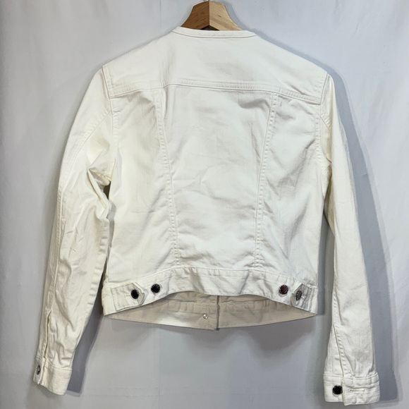 🧇Lauren Ralph Lauren white collarless Jean Jacket: - Picture 4 of 5